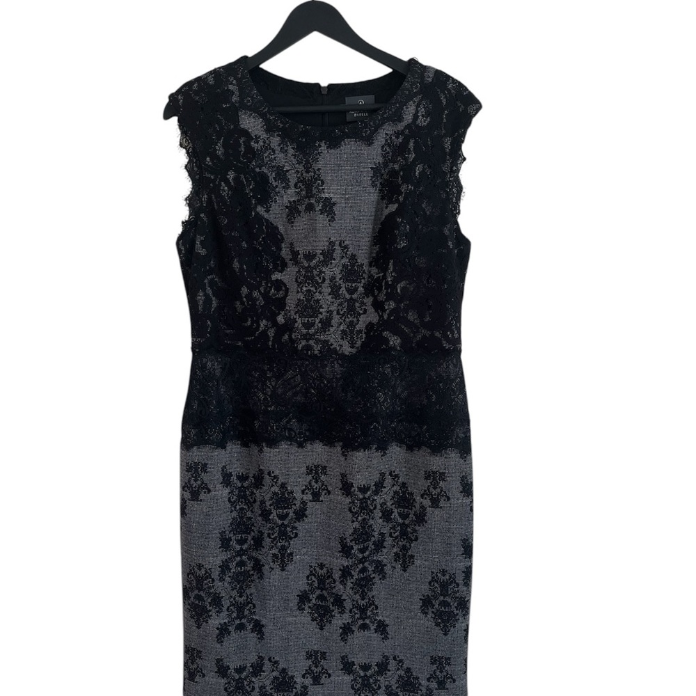 Adrianna Papell Black and Gray Lace Dress